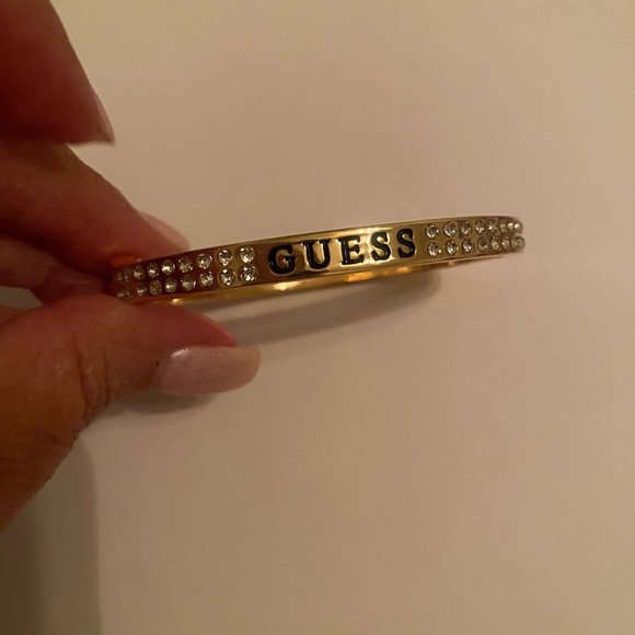 Guess Jewelry - Brand New!!!GUESS Gold Crystal-Studded Logo Bangle